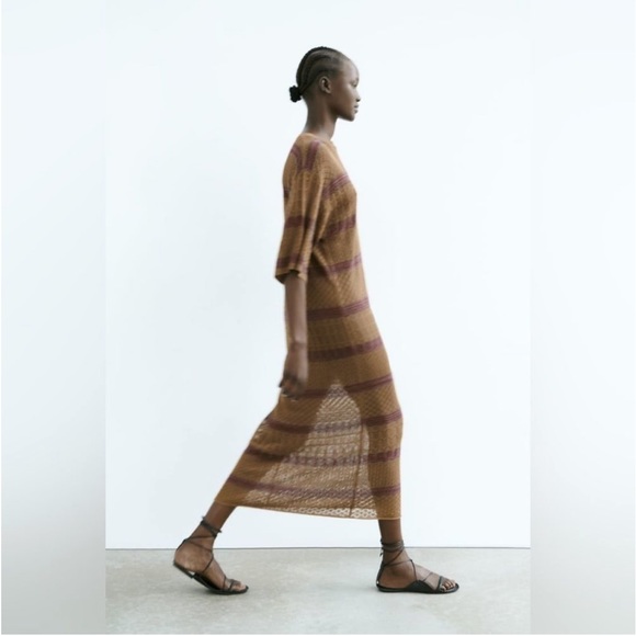 Zara NWT Long Knit Kaftan Midi Dress size XS-S - Picture 7 of 9